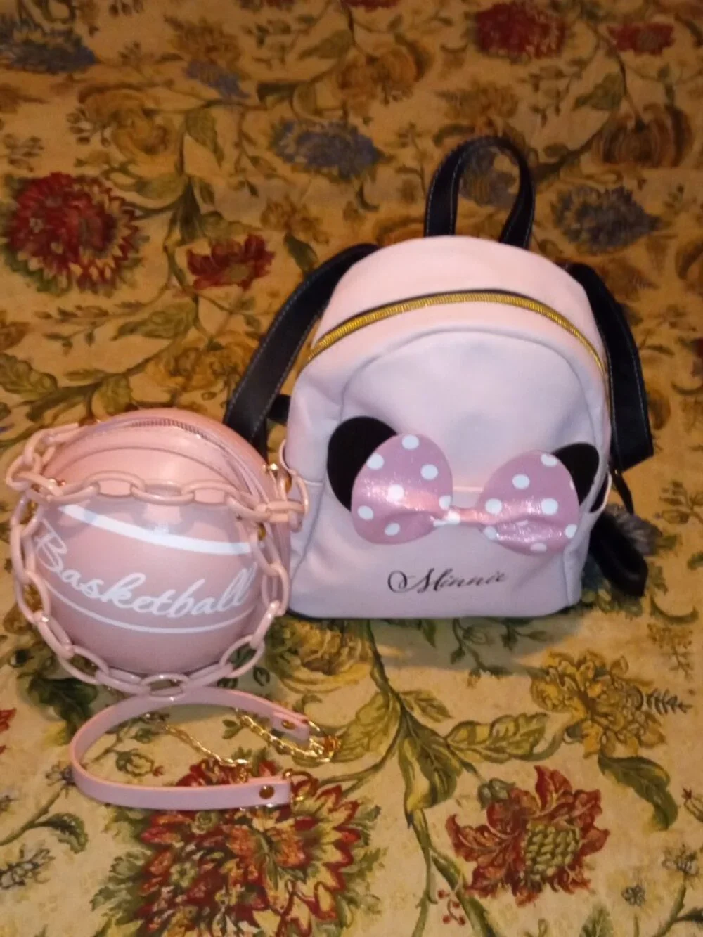GIRLS BACK TO SCHOOL PINK DISNEY BACKPACK AND CROSSBODY BASKETBALL BAG